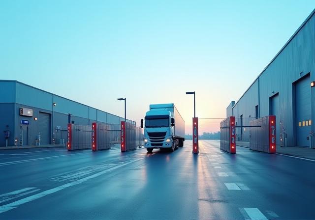 Truck crossing the international border checkpoint